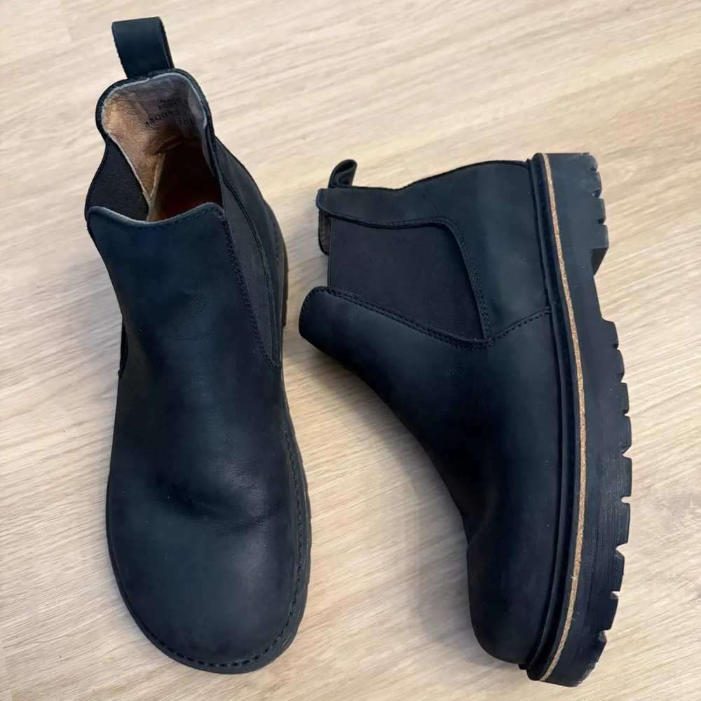 Birkenstock Stalon Nubuck Leather Sz 38 Narrow Black